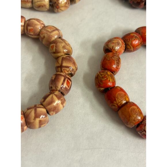 Lot of 6 Handmade Wooden Beaded Stackable Stretchy Bracelets MMJ - Picture 4 of 7